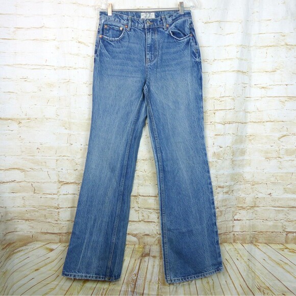 We The Free People Laurel Canyon Flare Jeans Womens 27 Blue Wilson Denim FLAWS - Picture 4 of 15